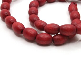 43 10mm Red Wooden Oval Beads Wood Spacer Beads Large Hole Beads Jewelry Making Beading Supplies Smileyboy