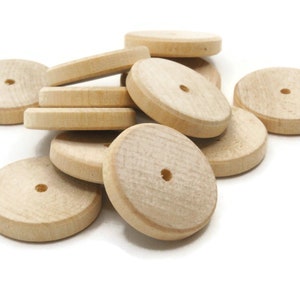 12 26mm Wood Disc Beads Wheel Beads Raw Wood Beads Macrame Beads Jewelry Making Beading Supplies Wooden Beads Saucer Beads Brown Beads