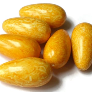 6 32mm Yellow Teardrop Vintage Lucite Beads Large Loose Beads Jewelry Making Beading Supplies New Old Stock Vintage Plastic Big Beads bK2