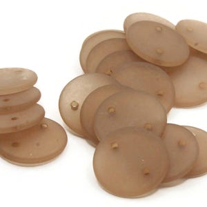 20 16mm Flat Round Two Hole Link Beads Frosted Brown Lucite Plastic Beads Jewelry Making Beading Supplies