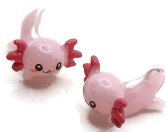 2 26mm Light Pink Axolotl Charms Resin Animal Cabochons Miniature Cute Cabochons Jewelry Making Beading Supplies kitsch Cabochons Smileyboy