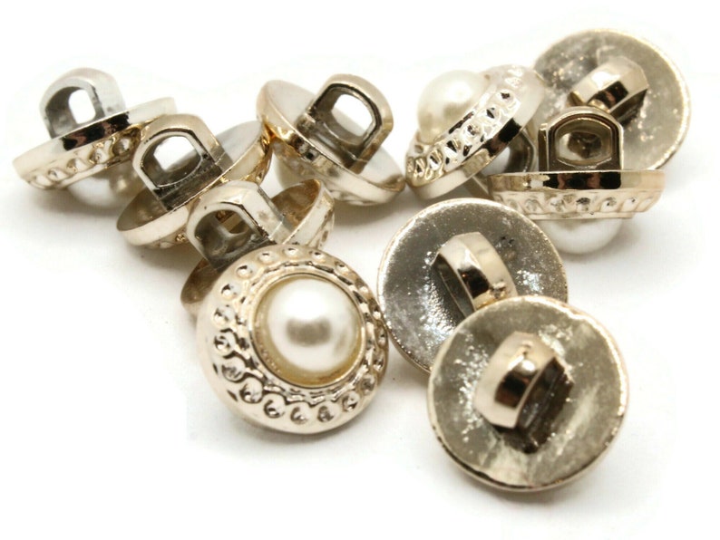 10 12mm Pearl Buttons Silver Shank Buttons Plastic Buttons Acrylic ...