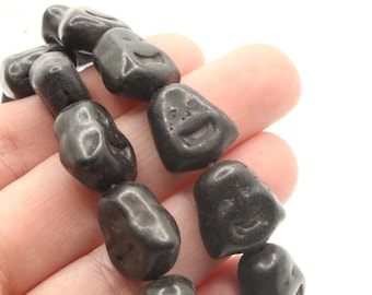 23 16mm Laughing Head Black Synthetic Turquoise Stone Beads Gemstone Beads Dyed Beads Jewelry Making Beading Supplies