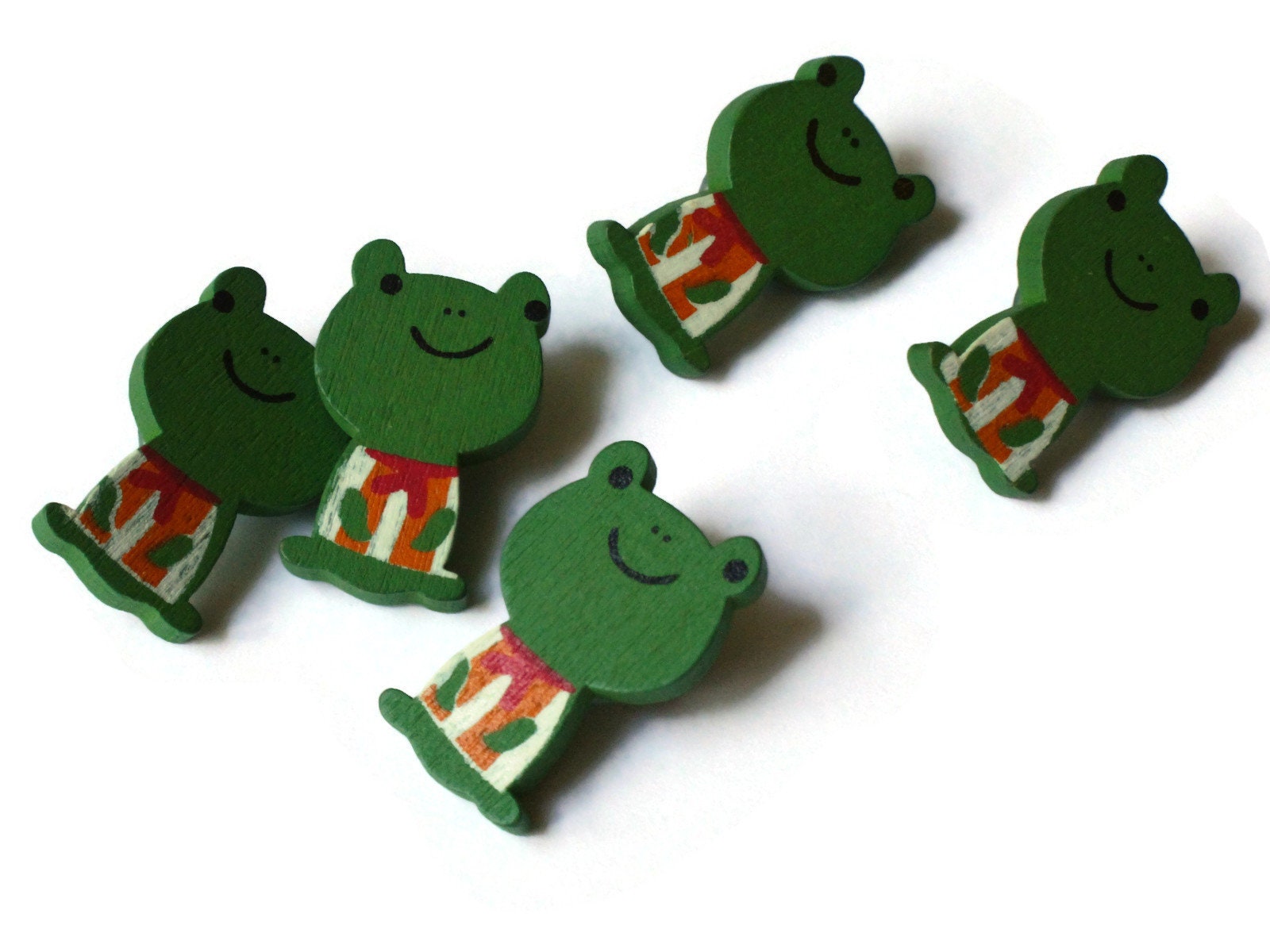 5 26mm Green Frog Button Wooden Buttons Shank Buttons Froggy Buttons ...