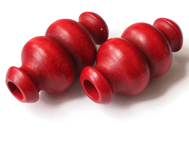 51mm Red Wood Beads Large Beads Decorative Beads Tube Beads Etsy
