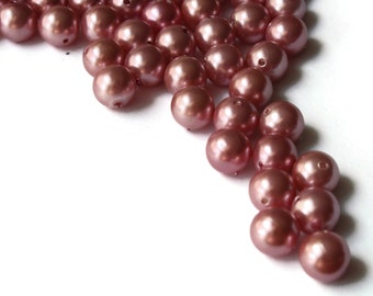 60 8mm Pink Pearl Beads Round Beads Ball Beads Acrylic Beads Plastic Beads Jewelry Making Beading Supplies Loose Ball Beads Smileyboy