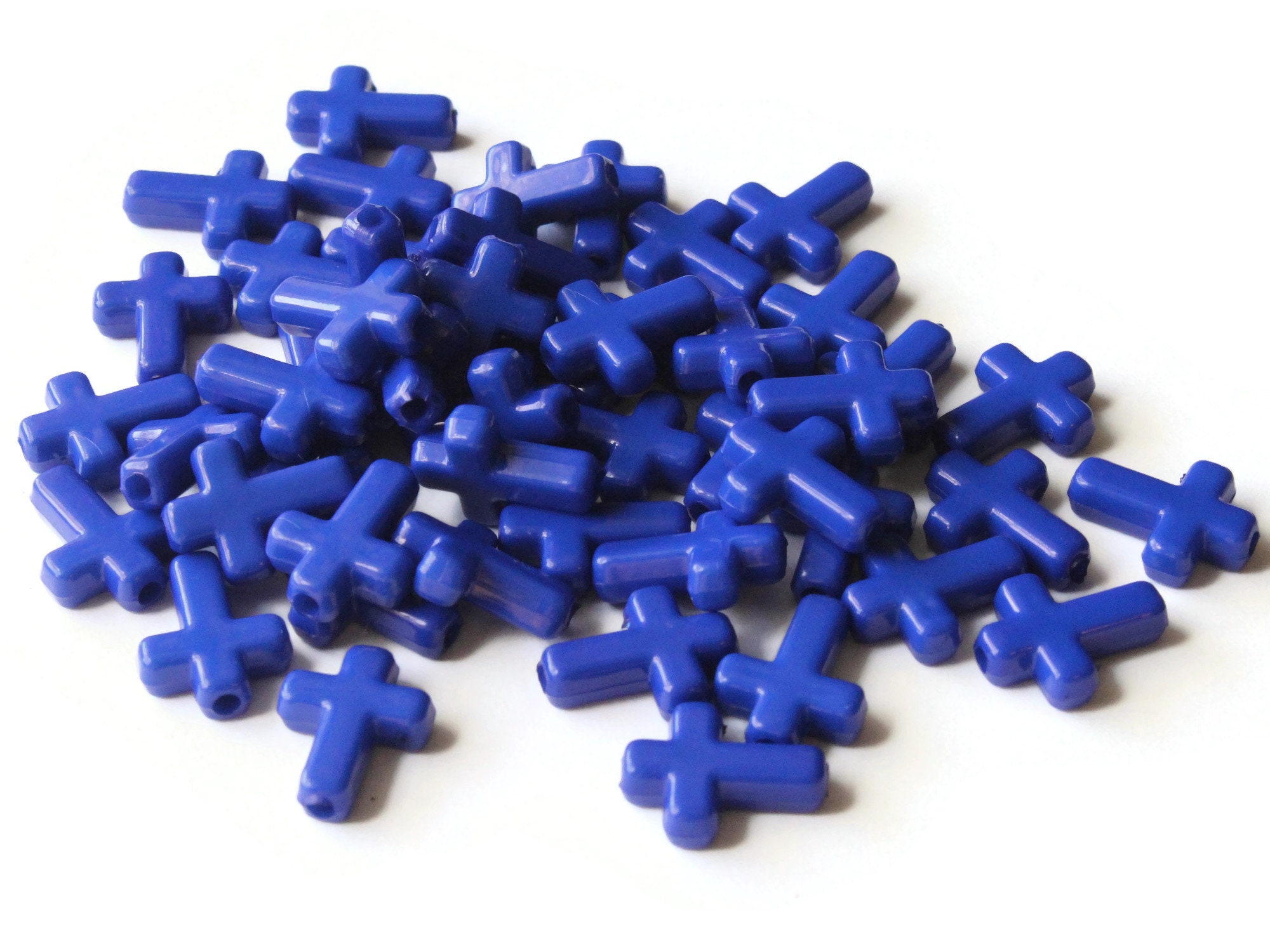 50 16mm Cross Beads Royal Blue Cross Beads Plastic Crosses Etsy