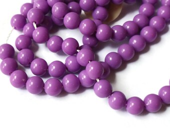 135 6mm Round Beads Vintage Beads Purple Plastic Beads 31 Inch Full Strand Loose Beads Jewelry Making Beading Supplies Acrylic Beads