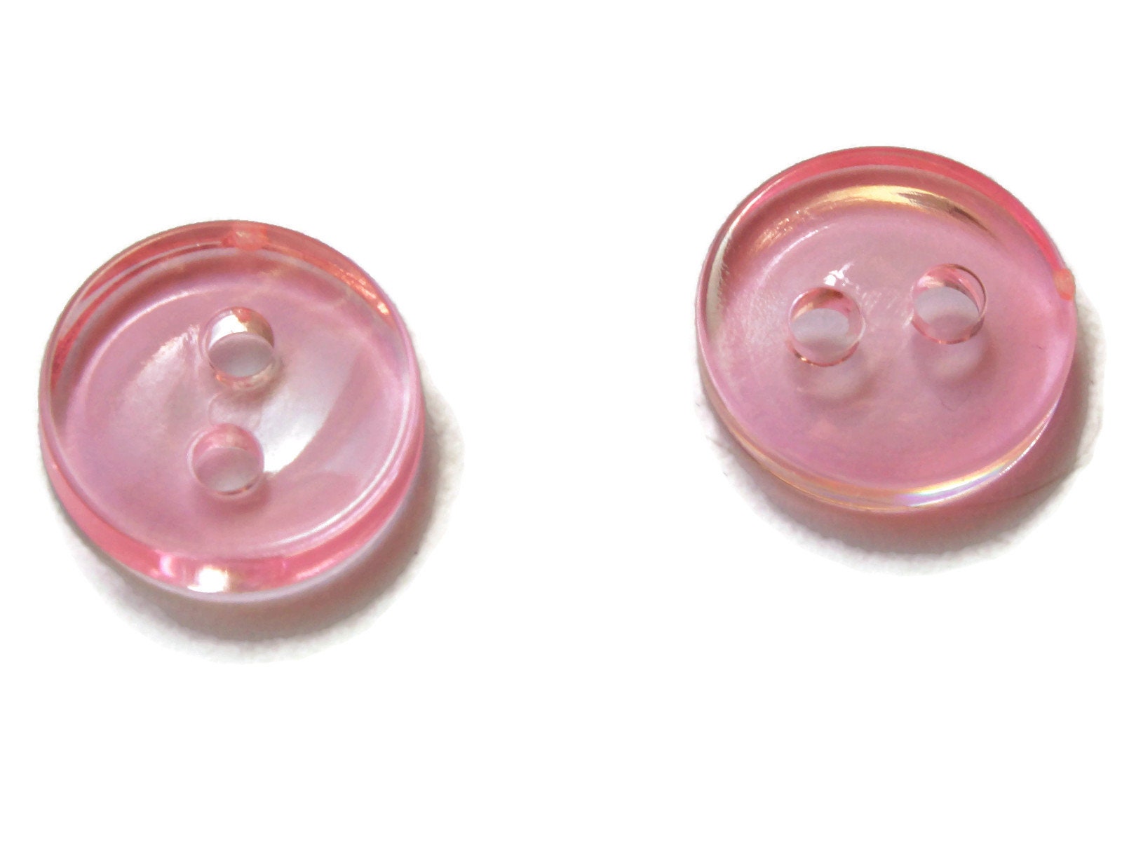 50 11mm Clear Light Pink Buttons Flat Round Plastic Two Hole Etsy