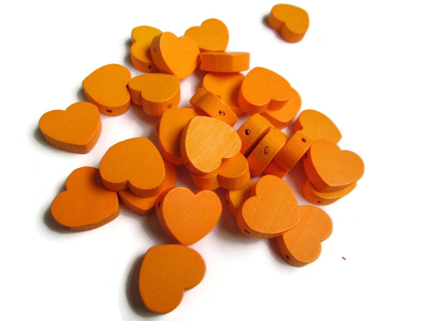 30 19mm Orange Heart Beads Wooden Beads Loose Beads Top Etsy