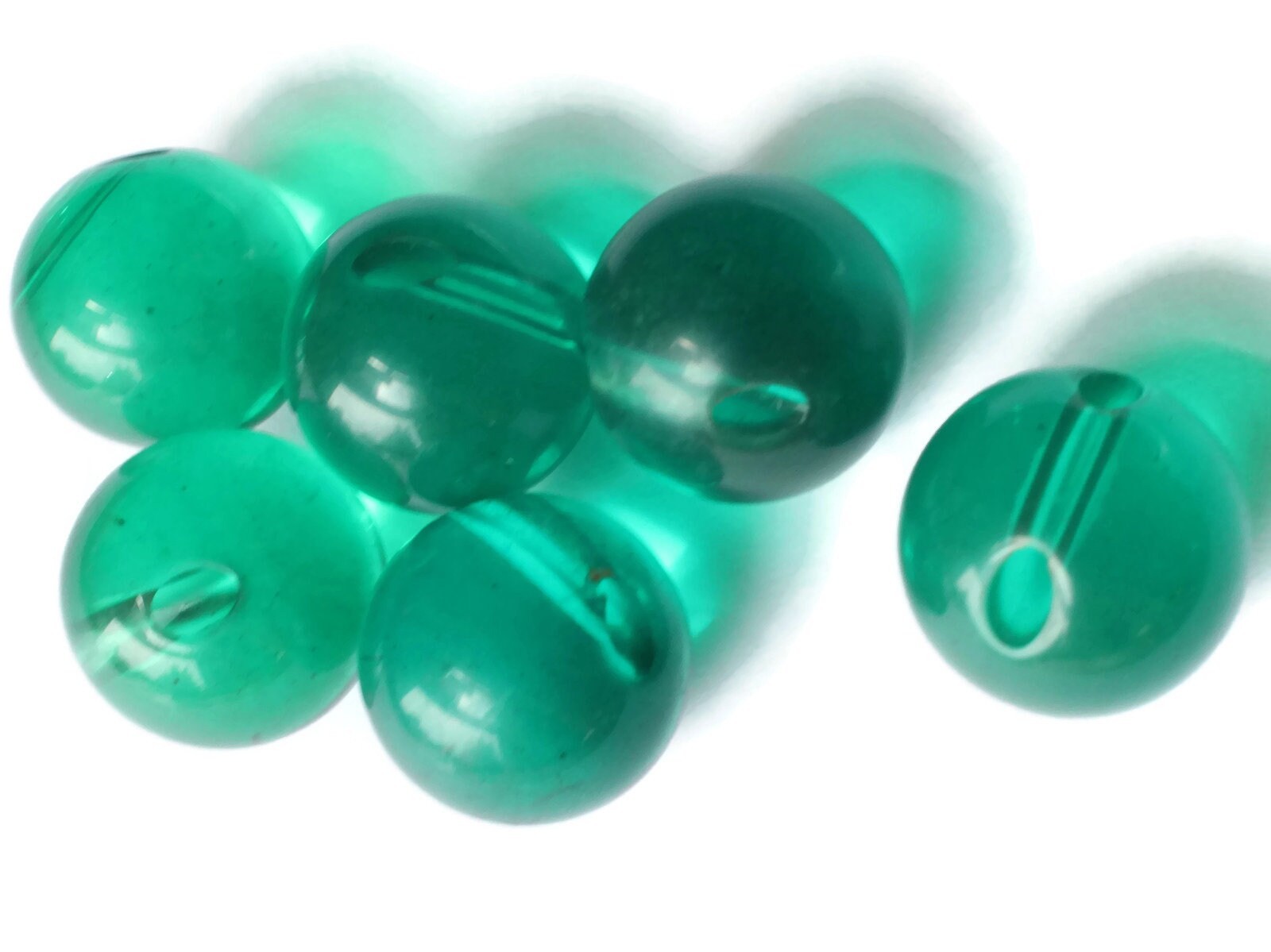 6 16mm 5/8 Inch Green Ball Buttons Clear Lucite Round Buttons Vintage ...