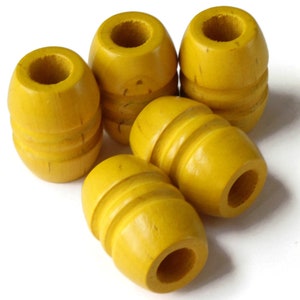 5 Large Yellow Barrel Beads 28mm Beads Fluted Barrel Beads Wooden Beads Wood Beads Large Hole Beads Chunky Beads Jewelry Making