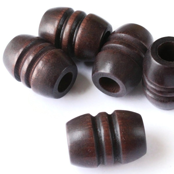 Dark Brown Fluted Barrel Beads 5 29mm Wood Macrame Beads Big Hole Chunky Beads Wooden Beads Jewelry Making Beading Supplies bE3