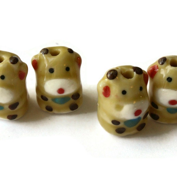 Porcelain Cow Beads Brown Animal Beads Porcelain Glass Beads Animal Beads Barnyard Beads Jewelry Making Beading Supplies Loose Beads