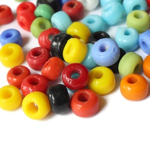 50 cuentas de cuervo vintage de colores variados, cuentas multicolores, suministros para hacer joyas, cuentas de vidrio sueltas, cuentas de agujeros grandes