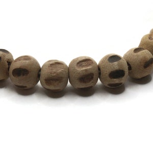 12 10mm Striped Pattern Beads Natural Brown Wood Beads Round Wooden Beads Jewelry Making Beading and Macrame Supplies Large Hole Beads