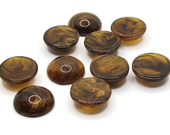 10 18mm Tortoise Shell Brown Vintage Lucite Plastic Round Flat Back Cabochons Jewelry Making Beading Supplies