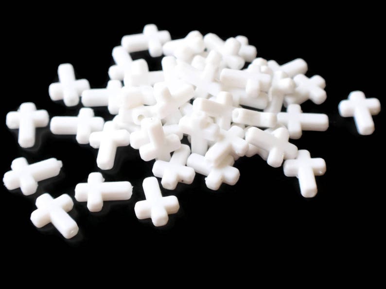 50 16mm Cross Beads White Cross Beads Plastic Crosses Etsy