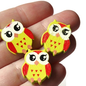 12 22mm Orange Wooden Owl Beads Wood Animal Beads Cute Bird Beads Novelty Beads to String by Smileyboy | Michaels
