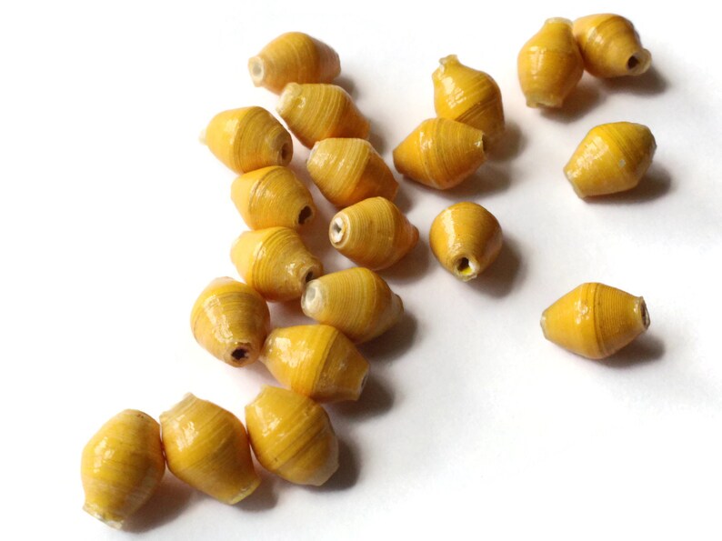 10 10mm Maize Yellow Beads Ugandan Paper Beads Fair Trade Beads Small Paper Beads Recycled Beads Upcycled Beads Sealed Paper Beads Smileyboy