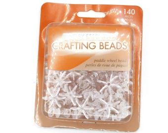 140 Pieces Clear Plastic Paddle Wheel Beads Jewelry Essentials Crafting Beads Star flake Beads