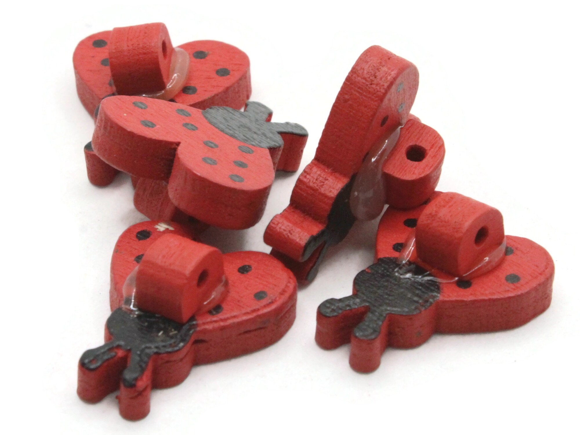 5 20mm Red Ladybug Button Wooden Buttons Shank Buttons Ladybird Beetle ...