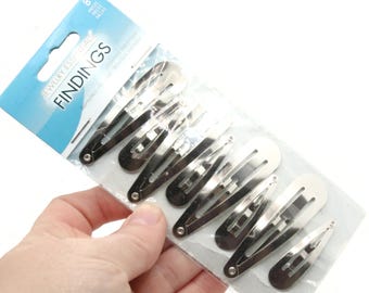8 pieces Silver Tone Hair Snap Barrettes Jewelry Essentials Findings