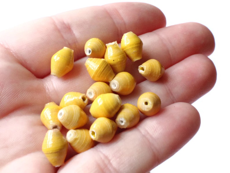 10 10mm Maize Yellow Beads Ugandan Paper Beads Fair Trade Beads Small Paper Beads Recycled Beads Upcycled Beads Sealed Paper Beads Smileyboy