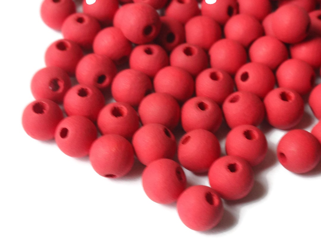 100 7mm Red Wood Beads Smooth Round Beads Ball Beads Wooden Etsy