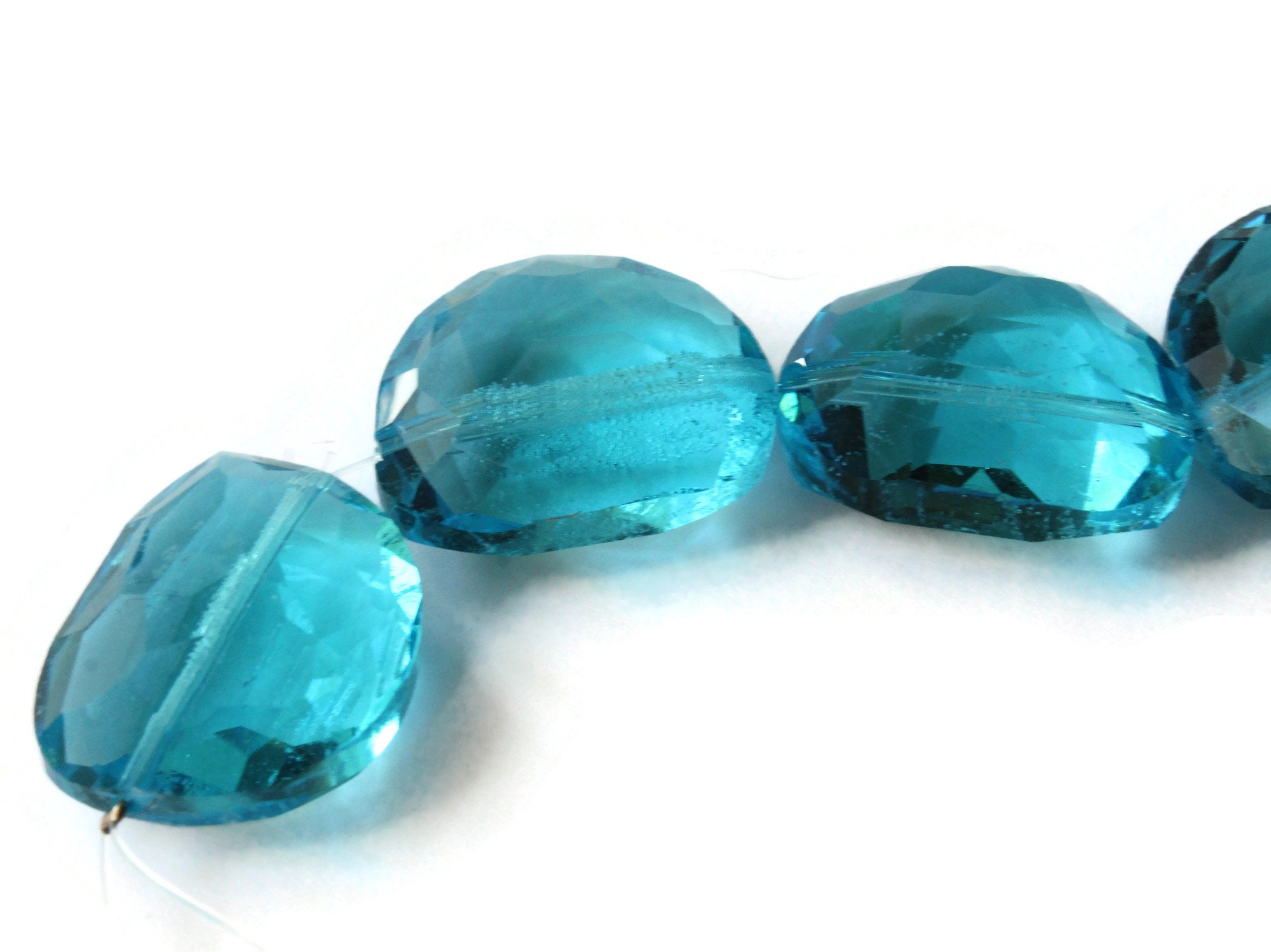 7 27mm Bean Shaped Crystal Beads Blue Beads Crystal Glass Etsy
