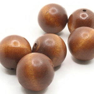 6 22mm Round Brown Wood Beads Vintage Beads New Old Stock Beads Macrame Beads Jewelry Making Beading Supplies Large Beads Wooden Bead