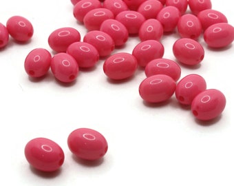 40 12mm Pink Plastic Beads Oval Beads Jewelry Making Beading Supplies