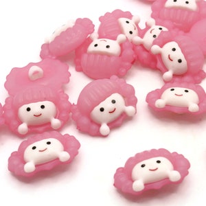 20 22mm Pink Hair Girl Face Buttons Shank Buttons Decorative Buttons Kawaii Buttons Girl Buttons