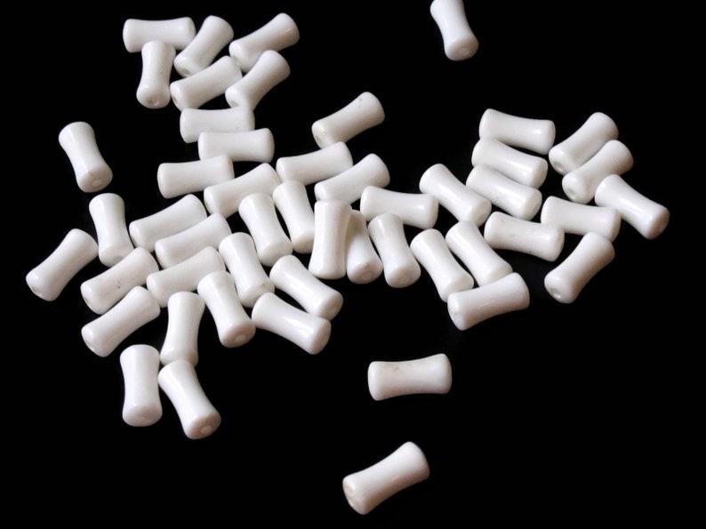 50 11mm X 5mm White Tapered Tube Beads Vintage Plastic Beads Etsy