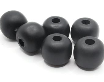 6 25mm Large Hole Round Black Beads Vintage Plastic Beads Jewelry Making Beading Supplies Loose Beads to String bA2