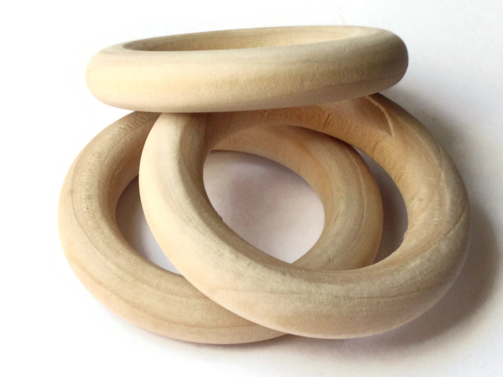 3 56mm Natural Wood Large Ring Beads Wooden Donut Beads - Etsy