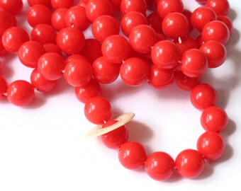 30 Inch Full Strand 96 8mm Beads Vintage Beads Red Plastic Beads Round Red Beads Loose Beads Jewelry Making Beading Supplies