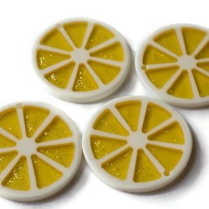 4 34mm Lemon Slice Charms Resin Charms Sparkle Charms Yellow Charms Citrus Fruit Charm Large Charms Lightweight Charms Plastic Pendants bR1