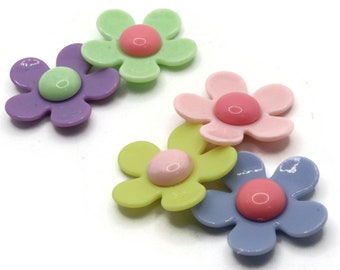 5 36mm Flower Beads Mixed Color Daisy Plant Beads Large Plastic Beads Acrylic Beads to String Jewelry Making Beading Supplies Rainbow