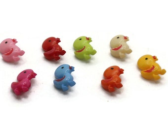 8 boutons de canard multicolores boutons de tige en plastique boutons animaux de couleur mélangée