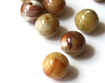 20 14mm Brown Swirling Vintage Lucite Beads New Old Stock Plastic Round Beads Jewelry Making Beading Supplies