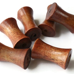 6 31mm Trumpet Beads Tube Beads Wooden Beads Vintage Beads Wood Beads Macrame Beads, Jewelry Making Beading Supplies Loose Brown Beads