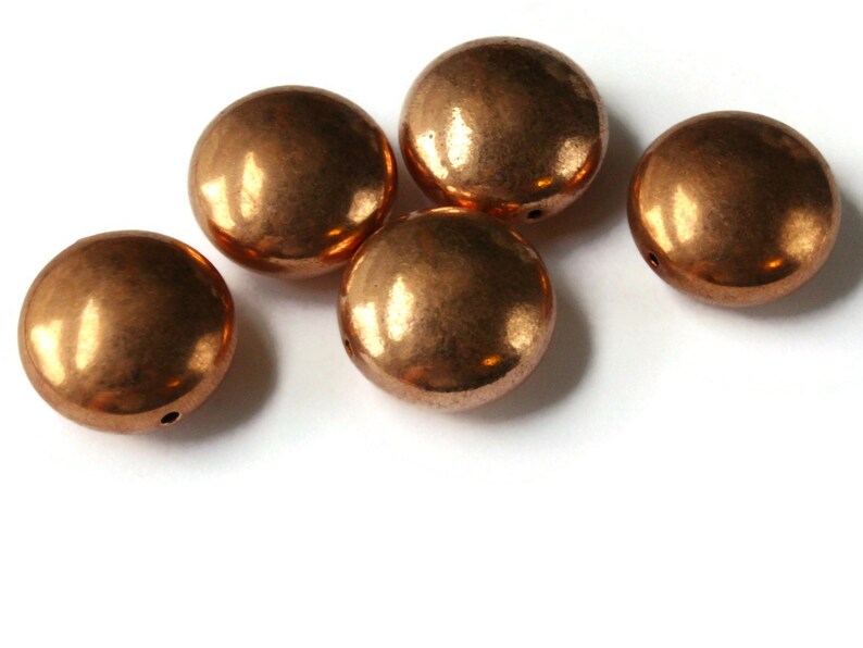 5 21mm Coin Beads Vintage Red Copper Plated Plastic Bead Jewelry Making Beading Supplies Focal Beads Loose Beads Large Beads Flat Round Bead