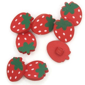 8 21mm Strawberry Buttons Red Fruit Buttons Berry Buttons Food Buttons Wood Buttons / Wooden Buttons Jewelry Making Sewing Notions