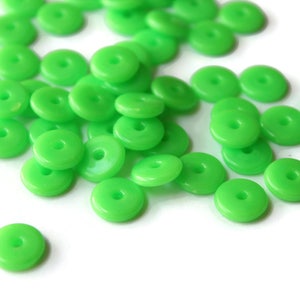 50 10mm Green Disc Beads, Vintage Plastic Beads, New Old Stock Beads Saucer Beads Loose Beads Jewelry Making Beading supplies image 3