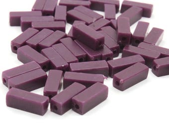 50 12mm Purple Vintage Plastic Beads Rectangle Beads Jewelry Making Beading Supplies Loose Beads to String