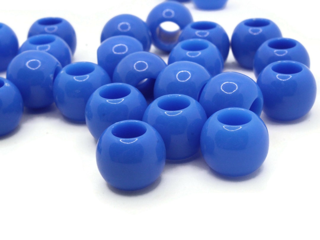 Lot De 50 Perles Acrylique Facettées Bleues - Trou Large 14mm - Loose Beads Uxcell - Neuf