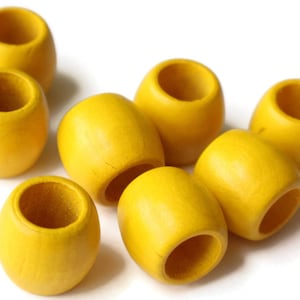 8 17mm Wooden Barrel Beads Large Hole Beads Yellow Vintage Wood Beads Chunky Beads Macrame Beads Loose Beads Smileyboy Beading Supplies bC3