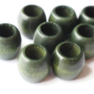 8 17mm Wooden Barrel Beads Large Hole Beads Green Vintage Wood Beads Chunky Beads Macrame Beads Loose Beads Smileyboy Beading Supplies bI3