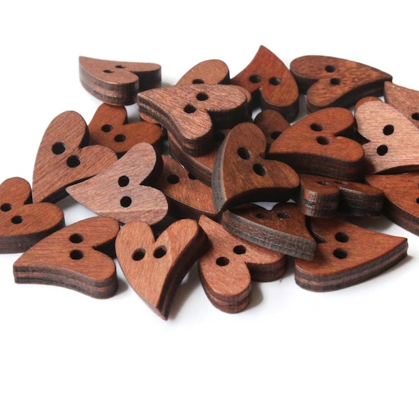 Wooden Heart Buttons Brown Heart Buttons Two Hole Buttons Qty 25 16mm x 20mm Buttons Heart Shaped Buttons Wood Heart Buttons bI3